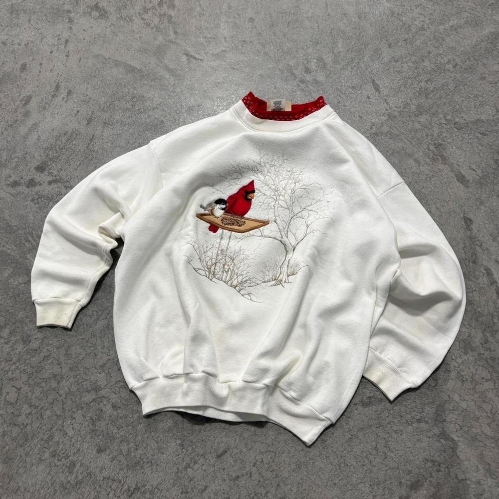 Vintage Top Stitch Cardinal Hoodie White/Red Large Made in USA
